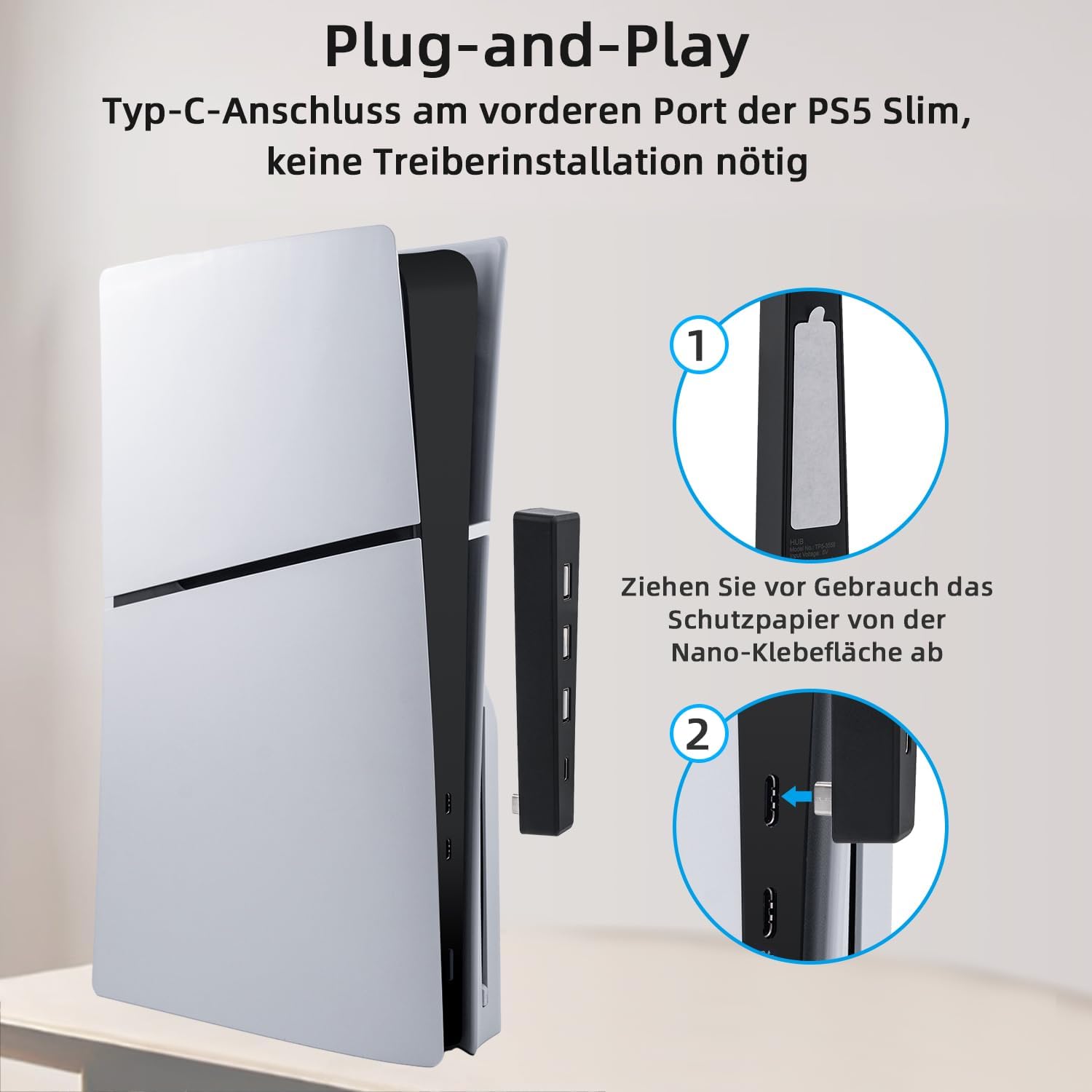 Detalle 2 de McBazel USB 2.0 Hub für PS5 Slim 4 Ports