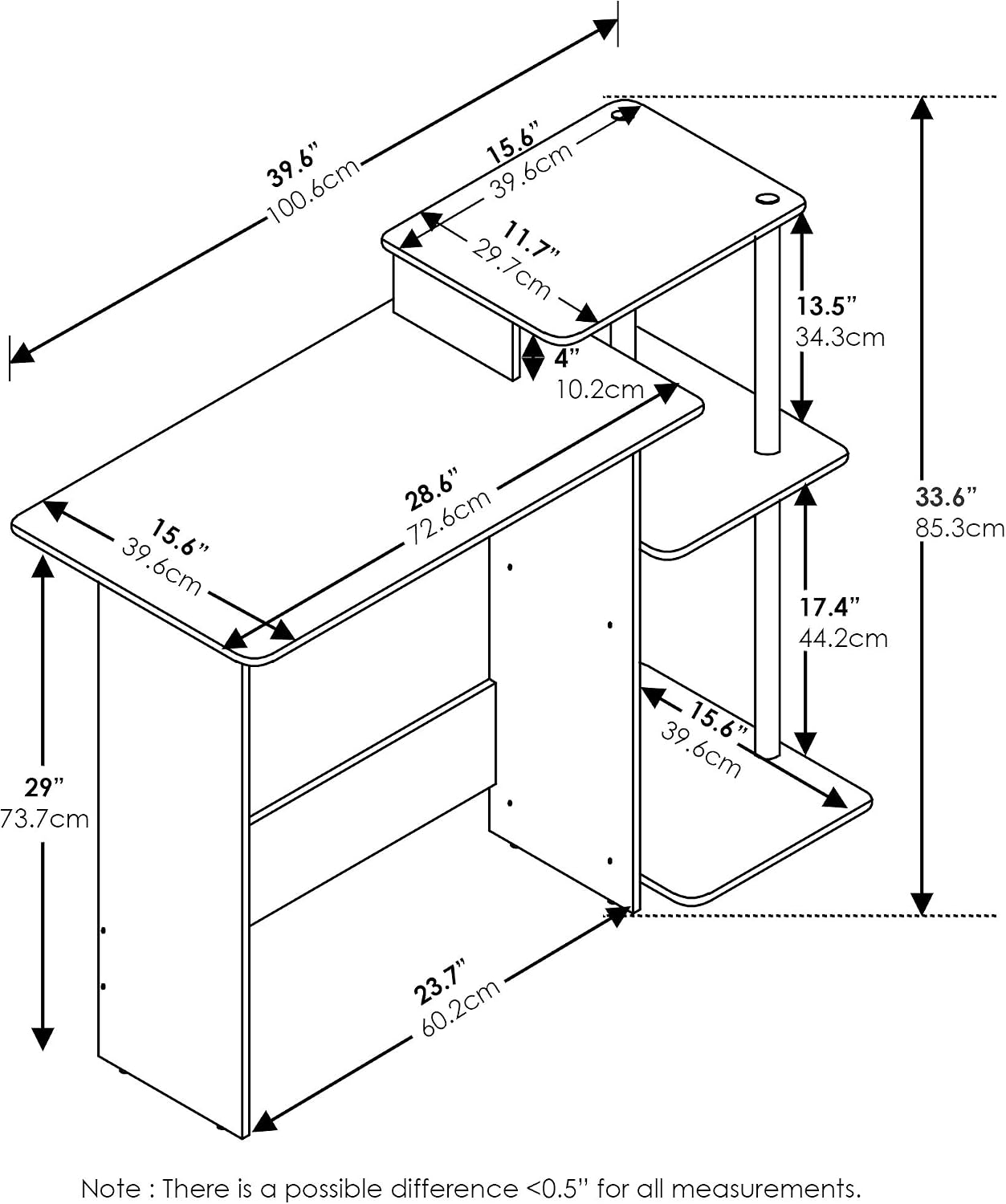 Detalle 1 de Furinno Efficient Home Laptop scrivania 100,6 cm