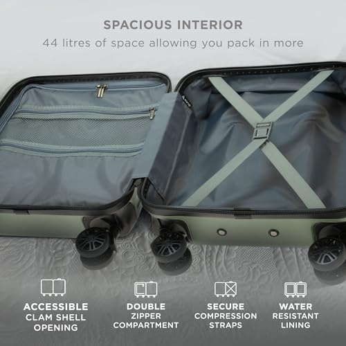 Detalle 2 de AVIO 55cm Cabin Suitcase | Lightweight Four-Wheel Spinner Lock - Dark Green