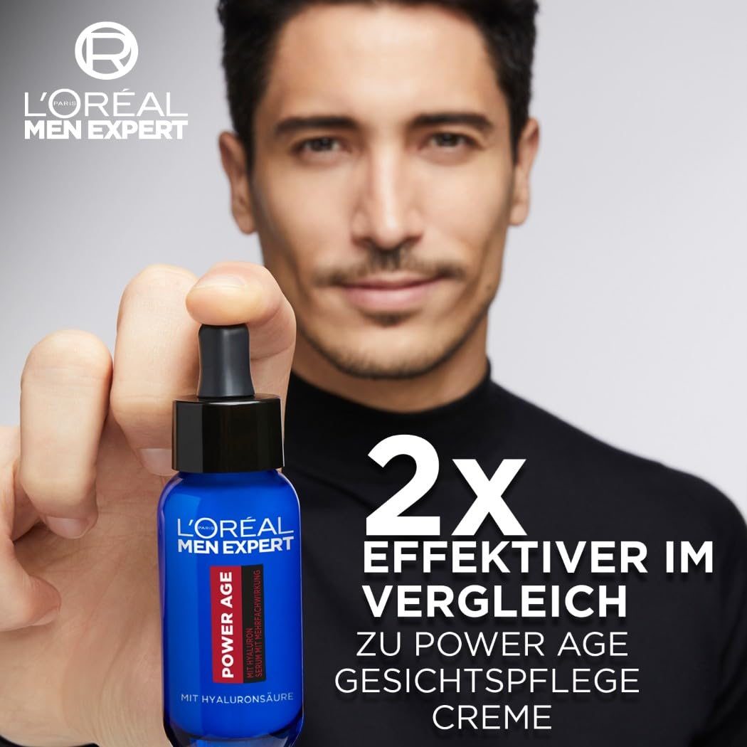 Detalle de L'Oréal Men Expert Power Set gegen Falten – Pflegeauto für Herren (2 x 50 ml, 1 x 30 ml, 1 x 15 ml)