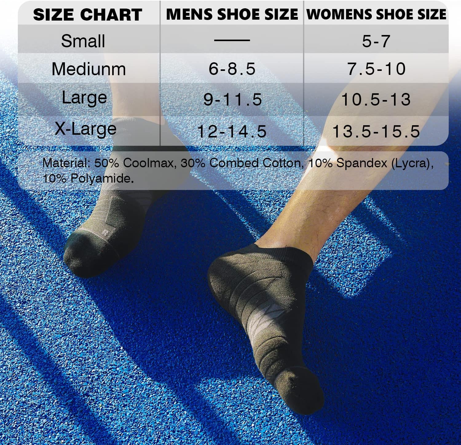Detalle de Hylaea No Show Running Athletic Anti-Blister Socks with Coolmax — Seamless, Odor-Resistant Footwear Essentials