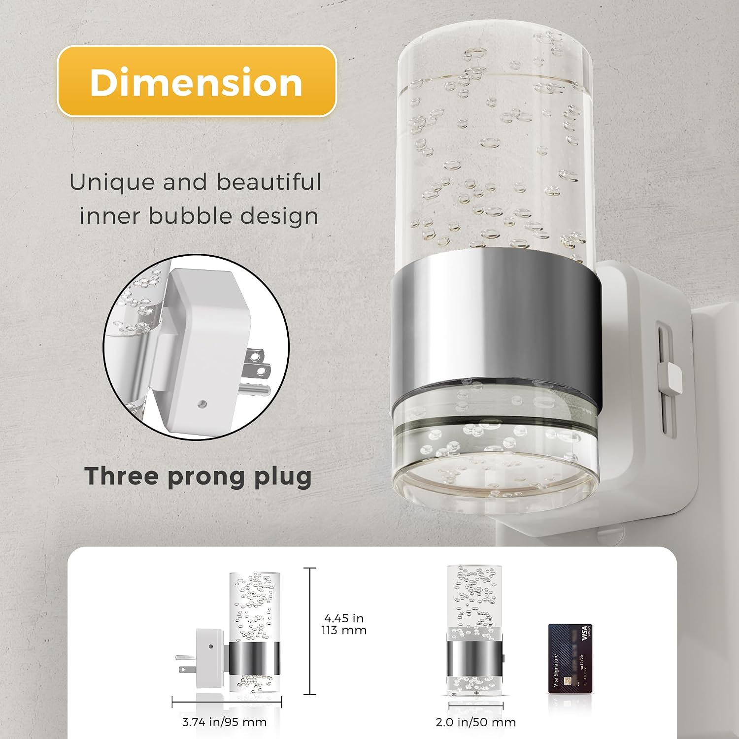 Detalle 2 de L LOHAS LED GY197 Dimmable Plug-In Night Lights, 2-Pack, 3000K, Dusk-to-Dawn Sensor