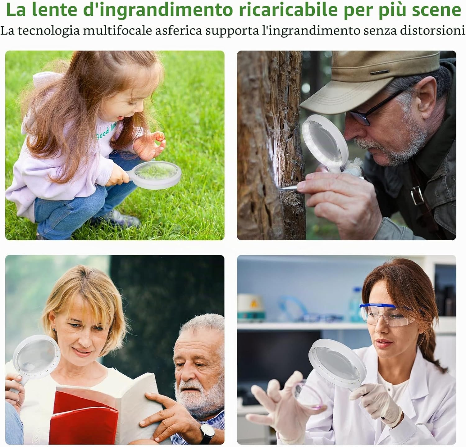 Thumbnail 6 de Lente d'ingrandimento con luce ricaricabile 30x – Professionale, LED 20 e 3 modalità di luminosità (Bianco)