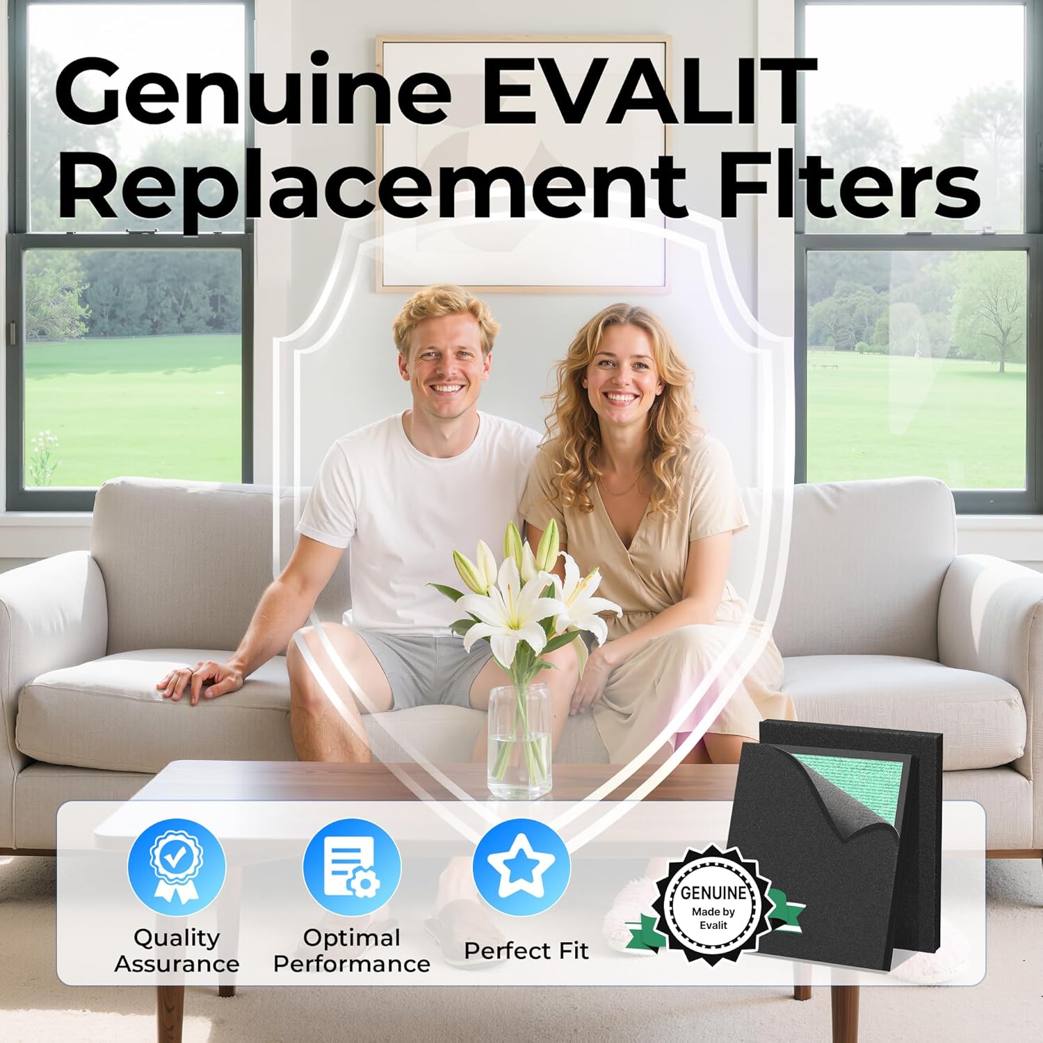 Thumbnail 1 de EVALIT Genuine ET066 Air Purifier Replacement Filter (Pet Dander Version) – HEPA 3-stage filtration, washable pre-filter