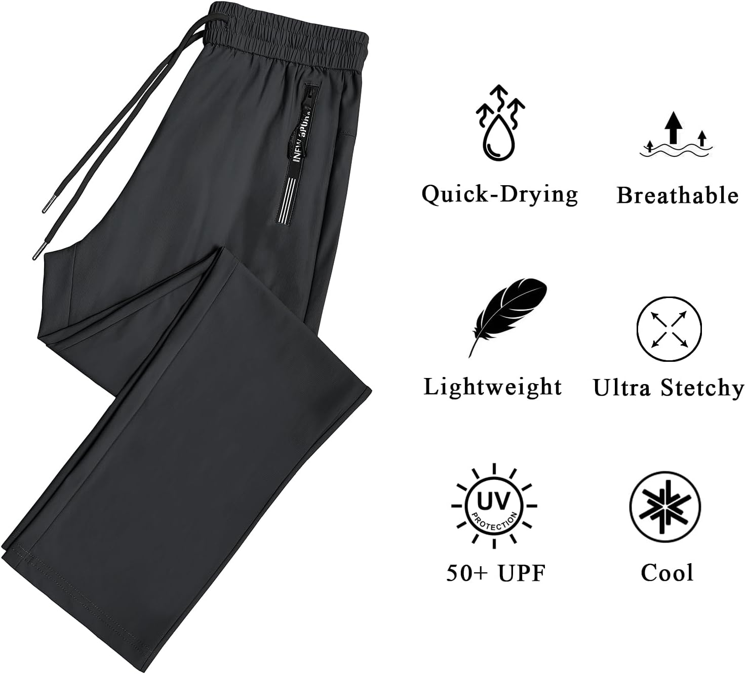 Detalle de IWOLLENCE IW7061 Women's Active Stretch Pants, Quick-Dry Fabric and Zipper Pockets
