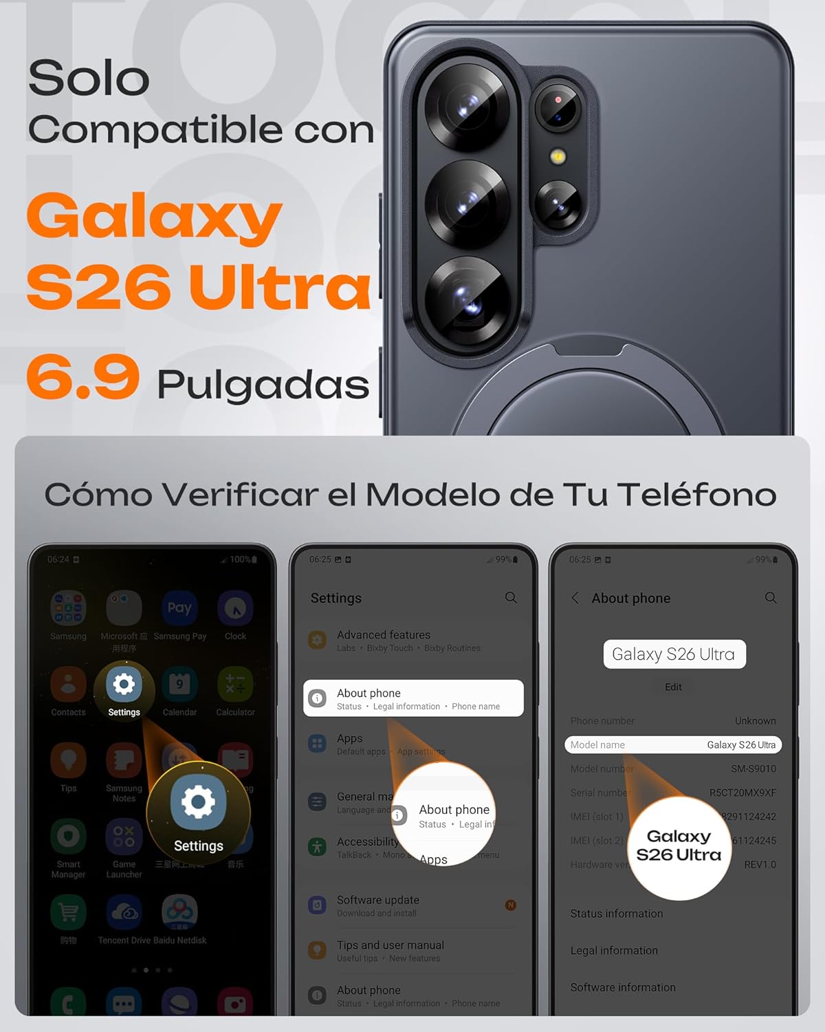 Detalle 2 de TOCOL Galaxy S26 Ultra Funda con soporte magnético