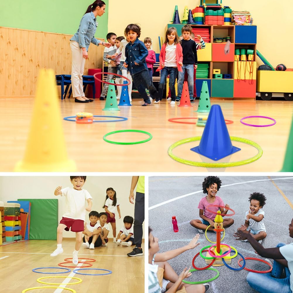 Detalle de OOTSR Ring Toss Set – 12 Wurfringe aus Kunststoff, 18 cm & 25 cm, 6 Farben (Indoor/Outdoor)