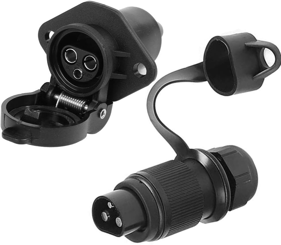 Detalle de AGRISHOP 12 V 3 Pin Trailer Plug Socket – Male & Female Wiring Connector Adapter