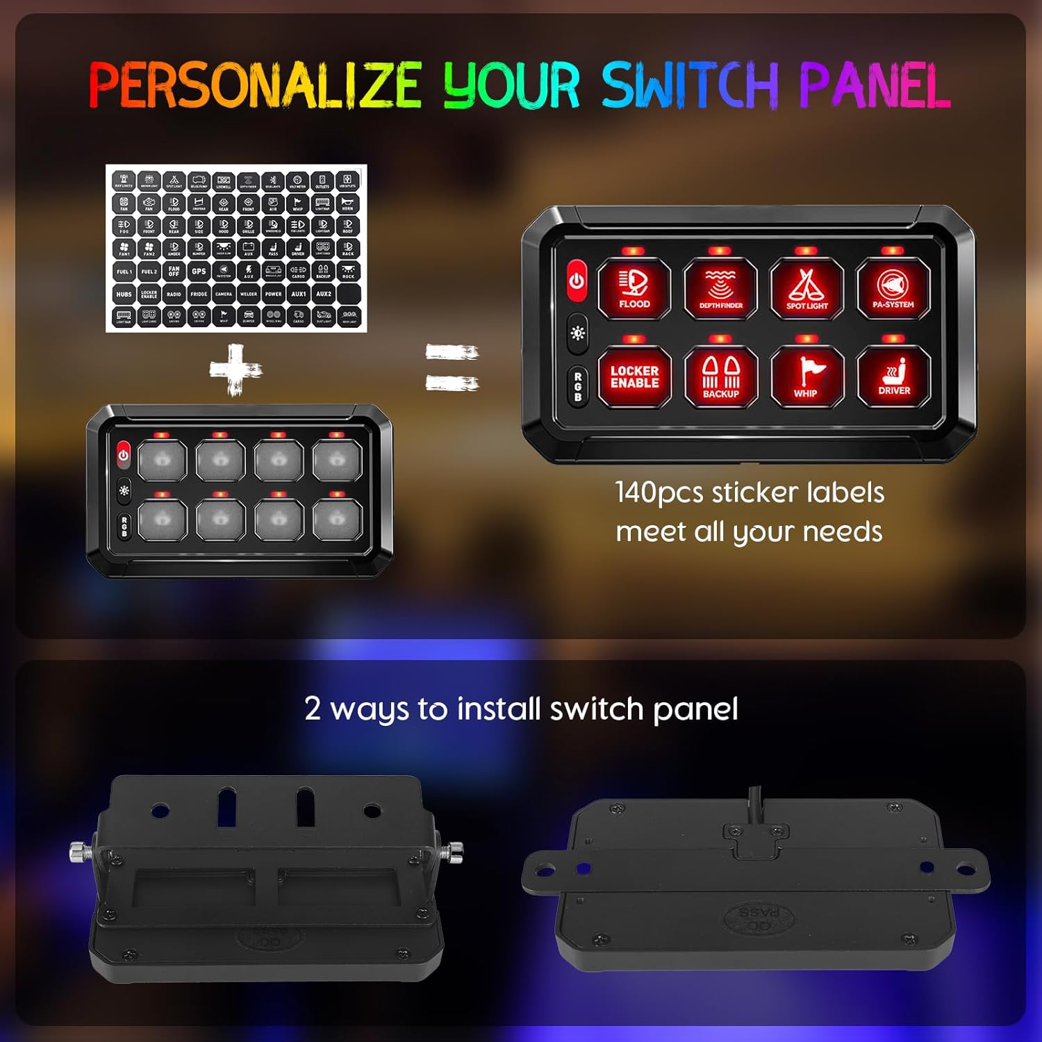 Thumbnail 5 de Chelhead 8-Gang Switch Panel with Relay Box & Fuse, Waterproof RGB Marine Switch Panel