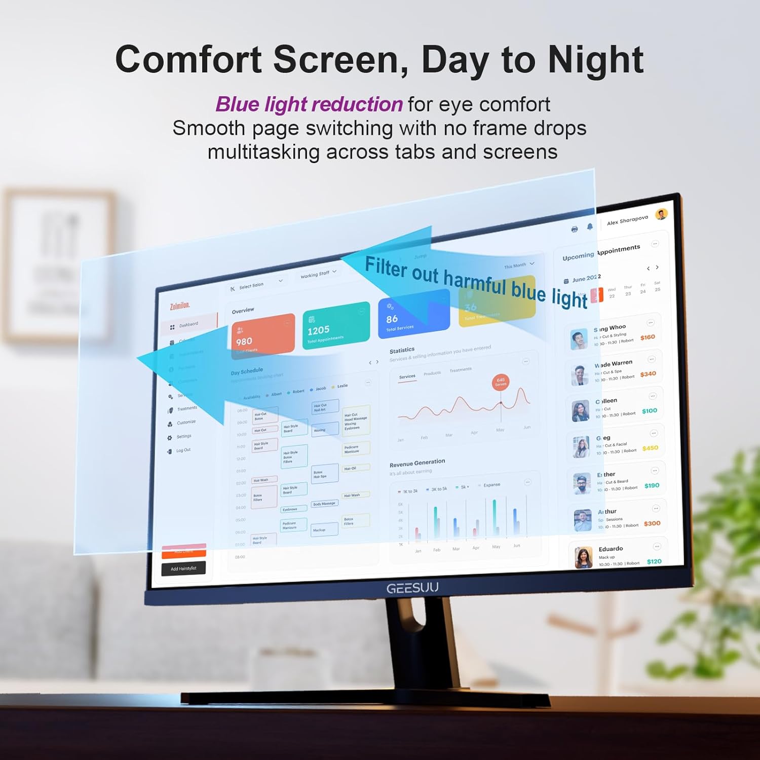 Thumbnail 2 de GEESUU 27 Inch 144Hz FHD Gaming Monitor with Eye-Care (HDMI 2.0 & DP 1.2) and 75x75 VESA