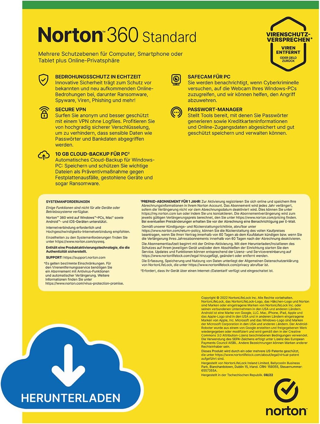 Detalle 2 de Norton 360 Standard 2026 für 1 Gerät – 1-Jahres-Abonnement mit Aktivierungscode per E-Mail