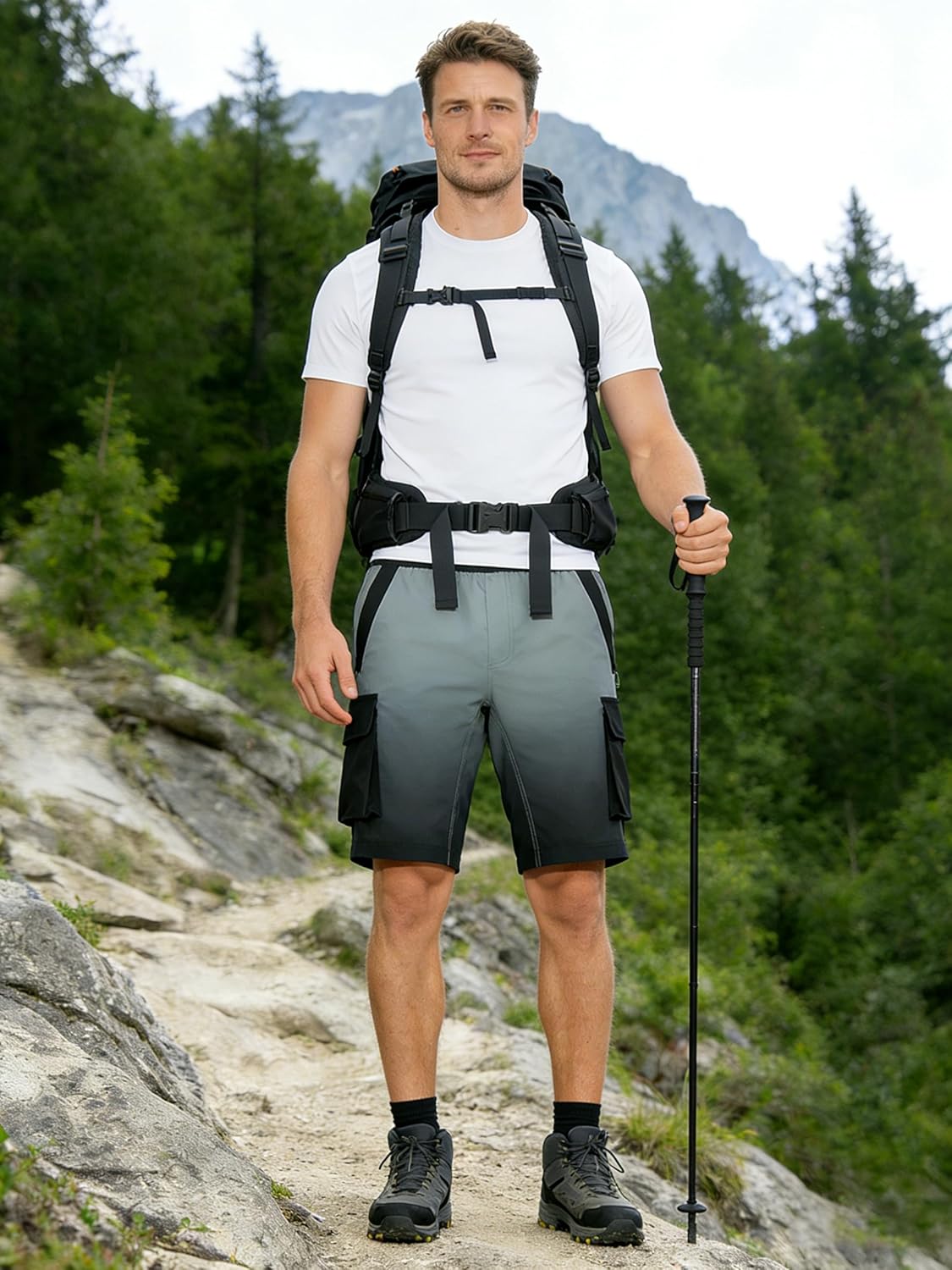 Detalle de VAYAGER Short de Randonnée Cargo pour Homme – léger et à séchage rapide