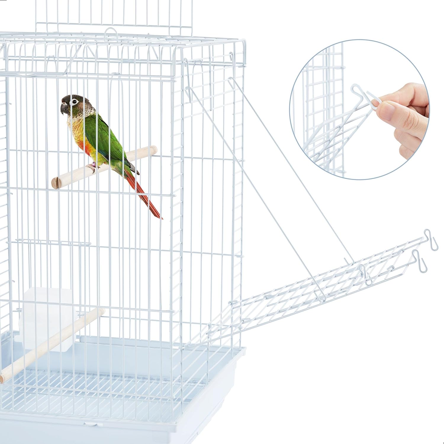 Thumbnail 6 de Yaheetech metal open-top small parrot cage with removable tray – white (open-top travel cage for finches, canaries & more)