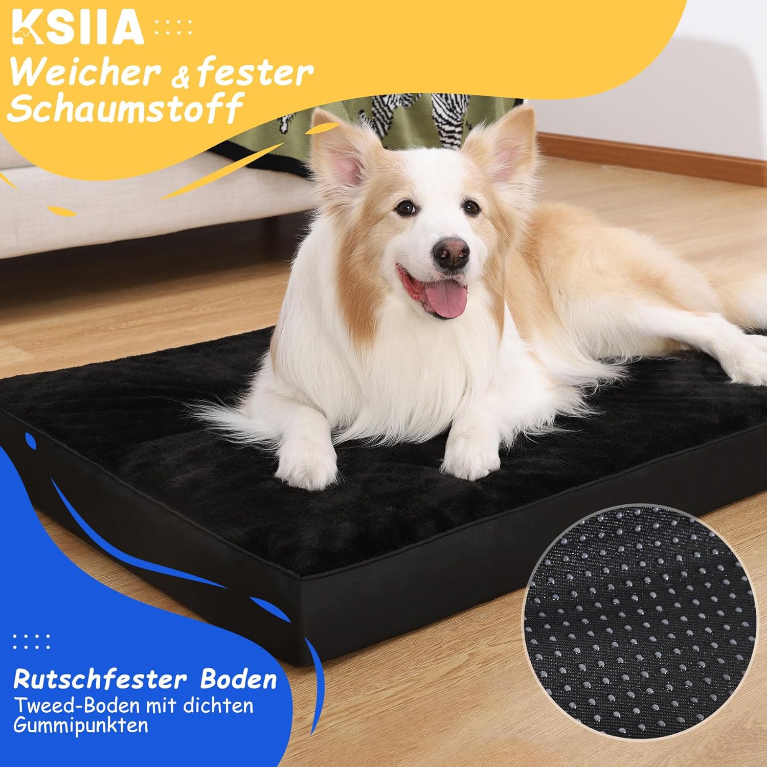 Thumbnail 3 de KSIIA Orthopädisches Hundebett für große Hunde (XXL) 120x75x9 cm – waschbares Kissen mit abnehmbarer Decke