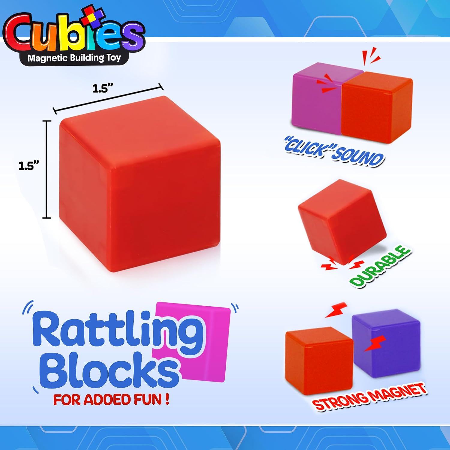 Detalle 2 de Playmags Cubies – magnetyczne klocki 64-elementowe z grzechotkami
