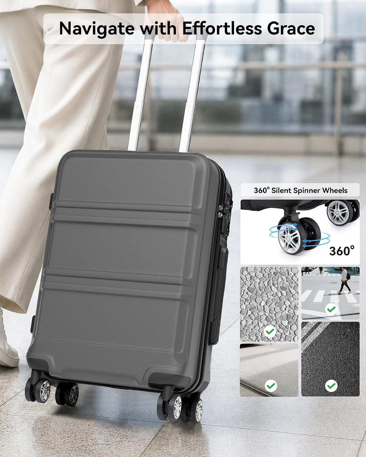 Thumbnail 6 de Kono Fashion Hand Luggage lightweight ABS+PC suitcase
