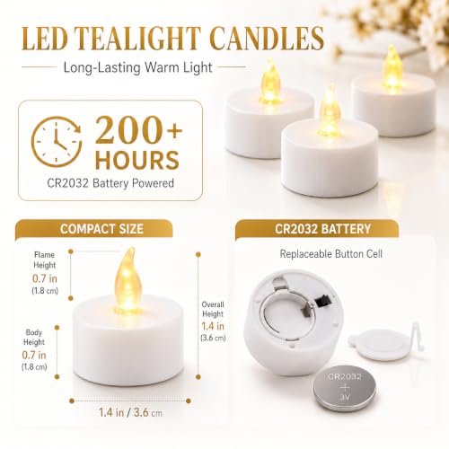 Thumbnail 1 de Bougies chauffe-plat LED Kawaology, 24 paquets – ambiance sans flamme et sécurité pour fêtes et célébrations