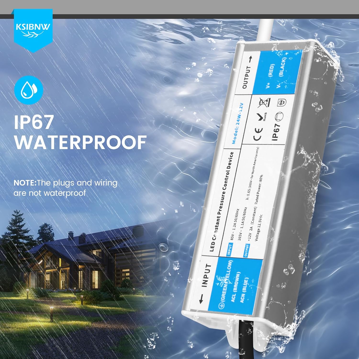 Thumbnail 1 de KSIBNW Trasformatore LED 12V 6W (alimentatore IP67) con spina UE e uscita DC 12V 0,5A