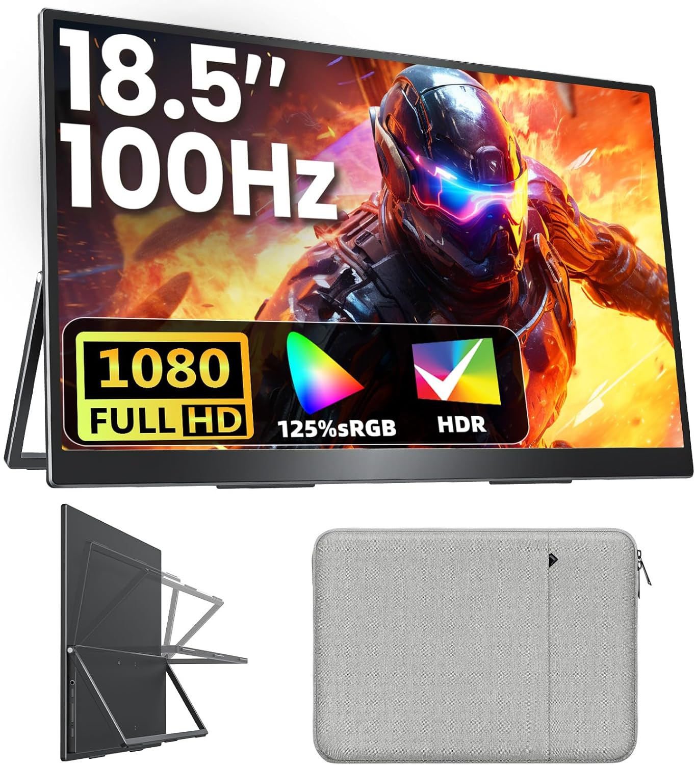 Detalle de Upperizon 18.5-inch Portable Monitor (FHD) with 100Hz IPS, 125% sRGB, USB-C & HDMI