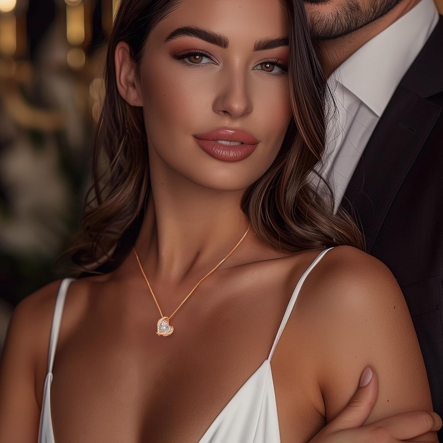 Thumbnail 3 de CDE Collana Delle Donna Cuore, Oro Rosa con Cristallo a Cuore – Regalo raffinato