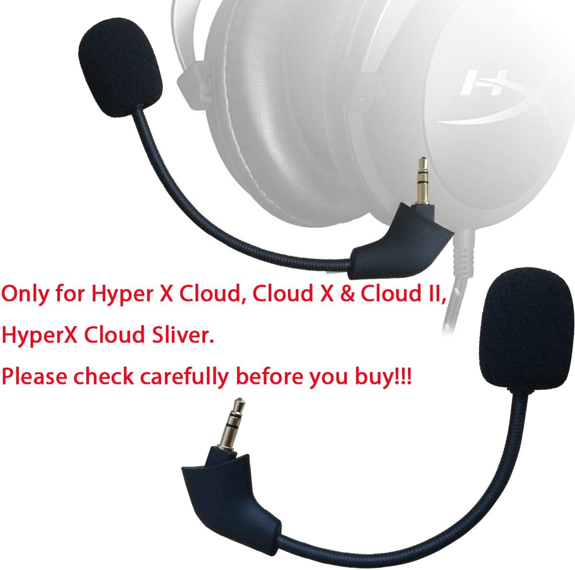 Detalle de XBC Tech Replacement 3.5mm Microphone Boom for HyperX Cloud 2 II and HyperX Silver (CLOUD 2)