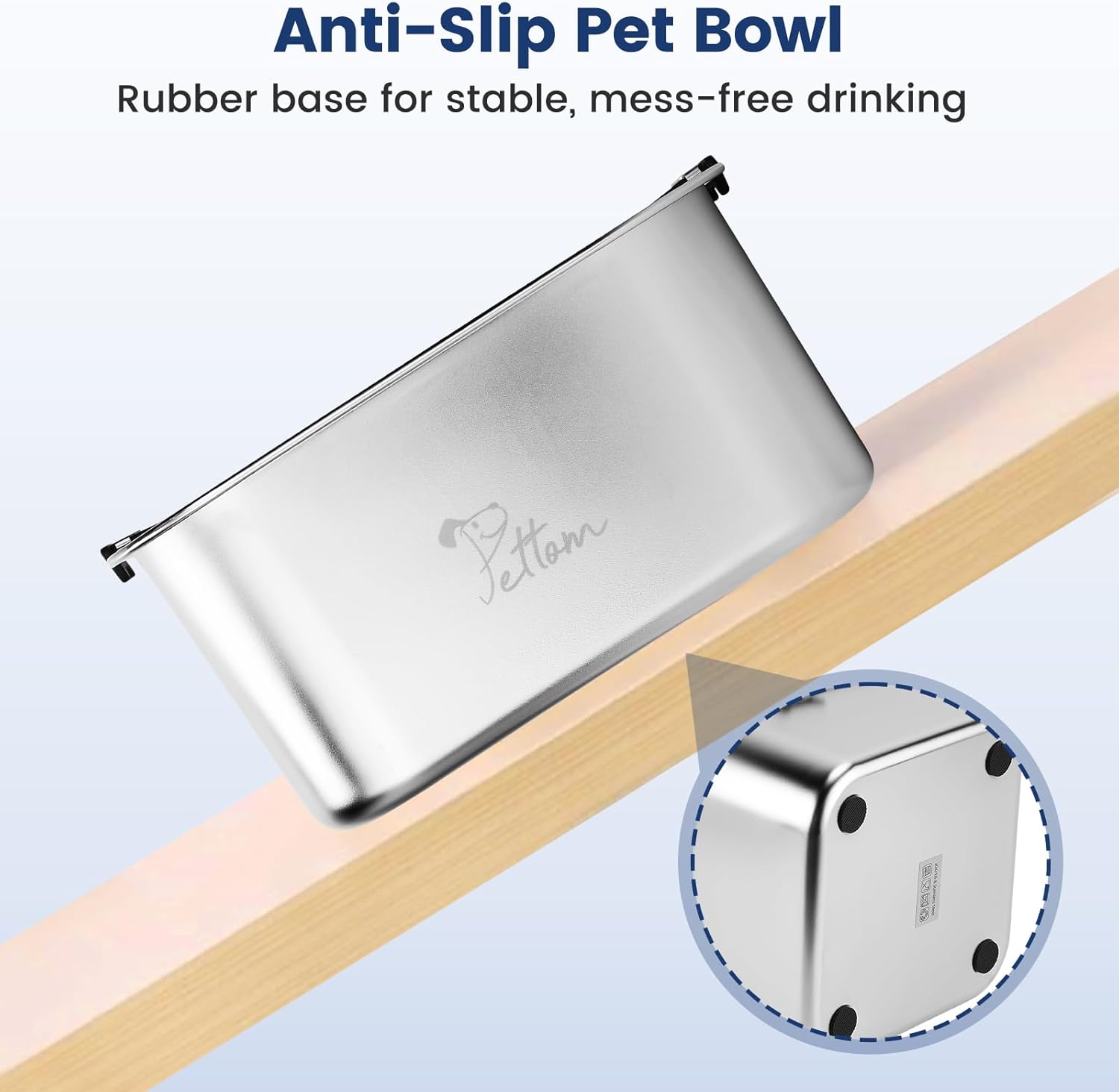 Detalle 2 de PETTOM Non Spill Dog Water Bowl (3L) – Stainless Steel 304 Anti-Drip Floating Bowl
