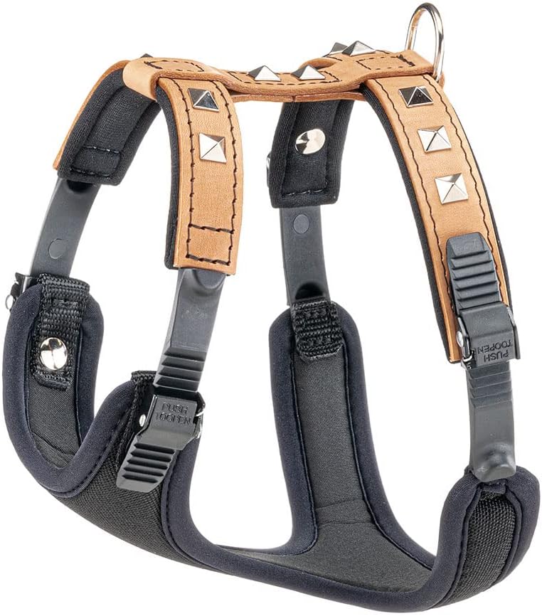 Thumbnail 2 de Ferplast Giotto Luxor MEDIUM Hundegeschirr aus echtem Leder (beige) mit silbernen Nieten