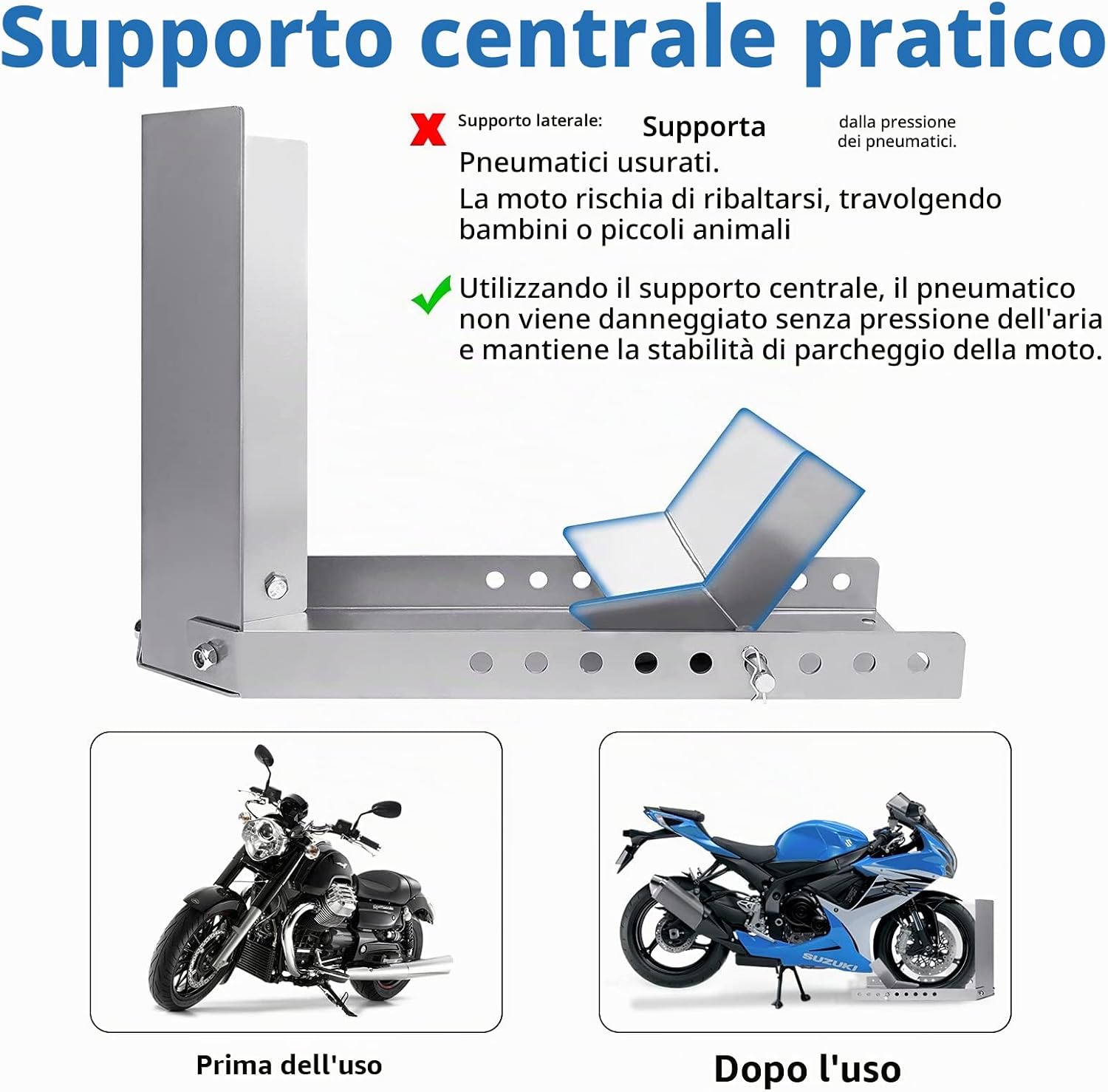 Detalle de YRHome Supporto guida di aiuto per il carico: bilanciere per moto con 3 fori di fissaggio e verniciatura a polvere