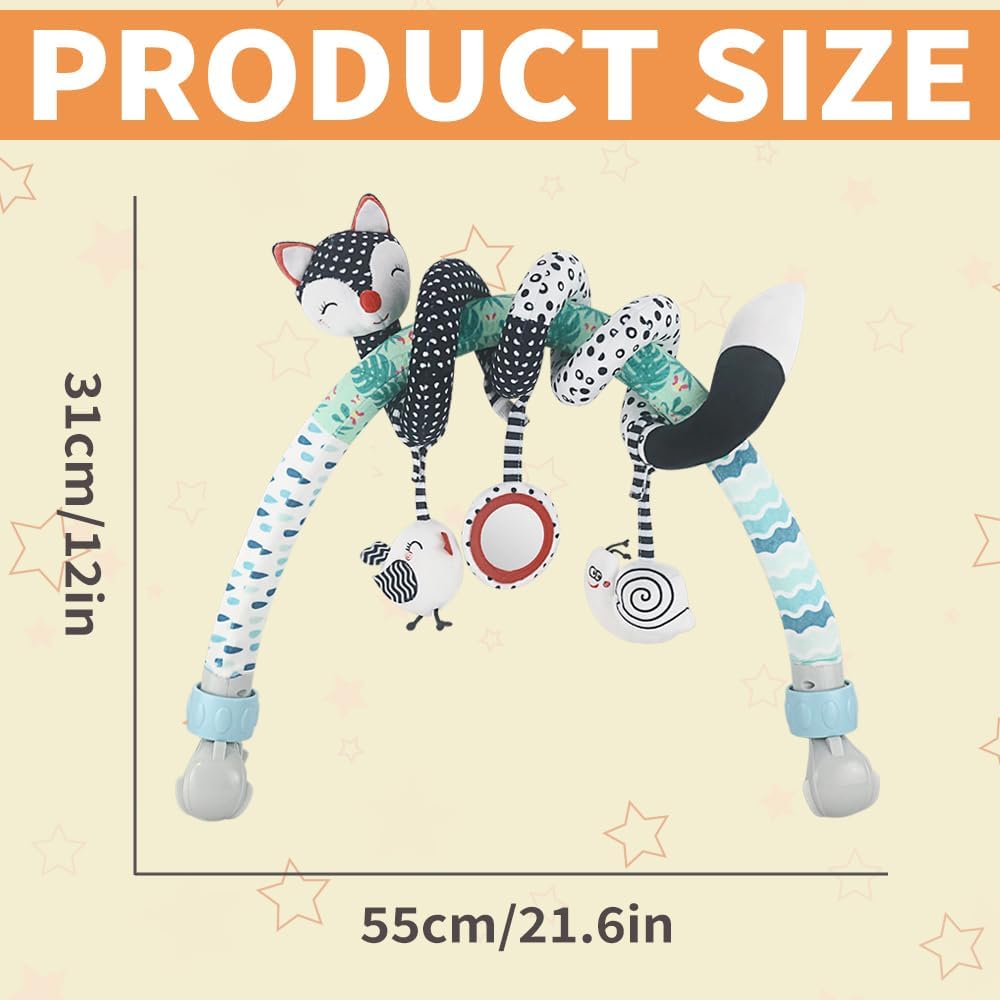 Detalle de CaterBee Baby Arch Pram Toys CT02: High-Contrast Black & White with Detachable Toys