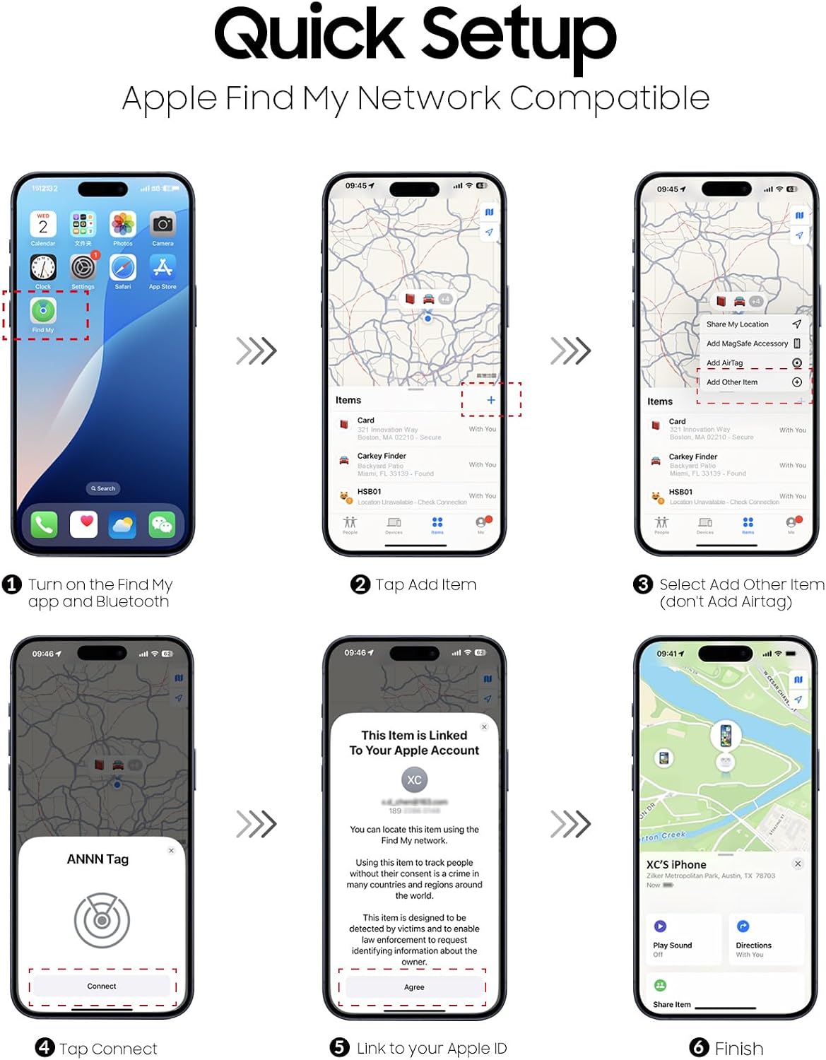 Thumbnail 6 de ANNNWZZD Air Tracker Tags 4 Pack — Find My Item Trackers for Keys, Wallet, Luggage and More (Apple Find My, iOS Only)