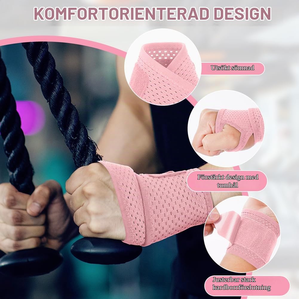 Detalle de Beugo 5370279 handledsstöd – justerbart stöd i rosa med ventilerande mesh