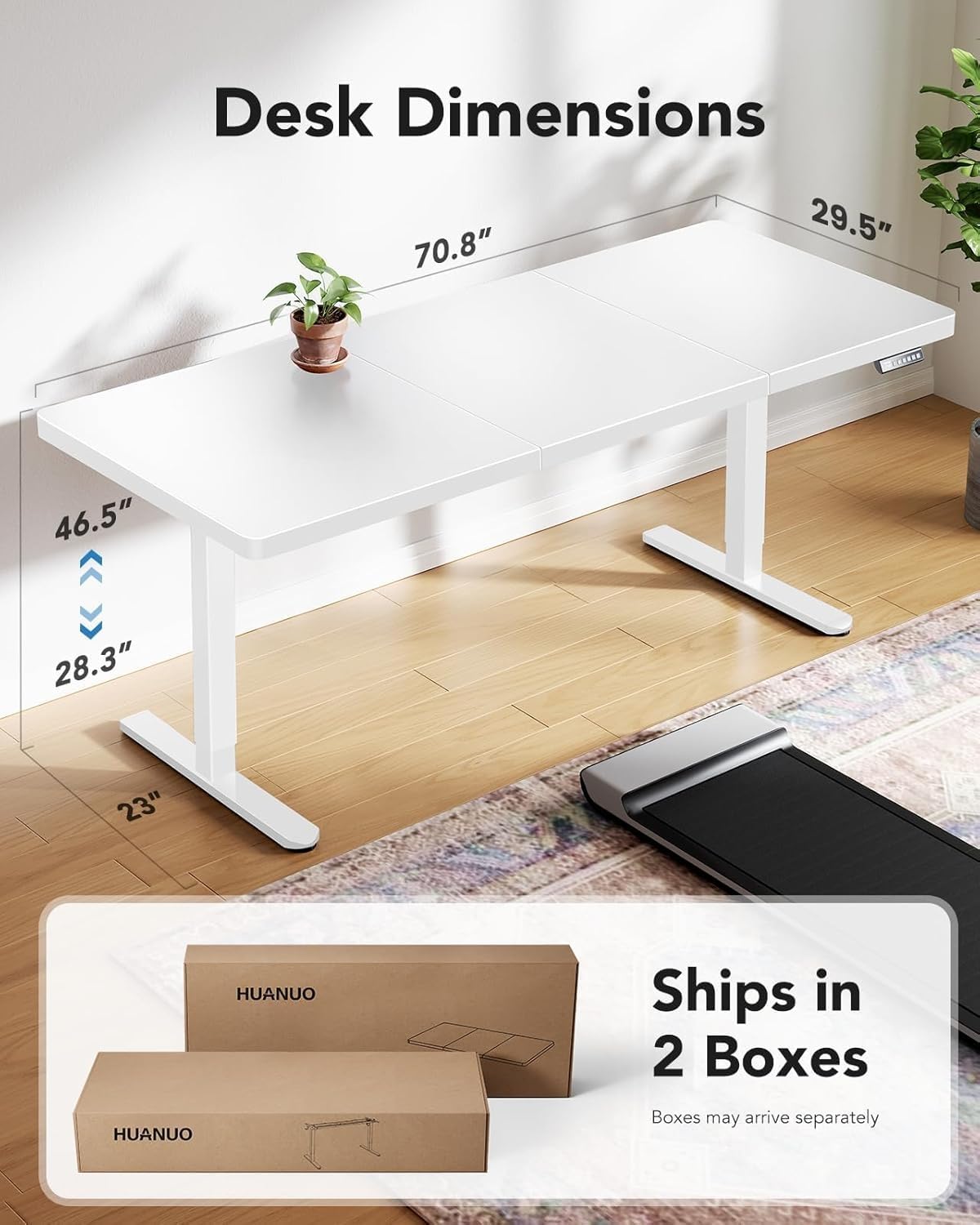 Detalle de HUANUO Electric Standing Desk 71 x 30 Inch