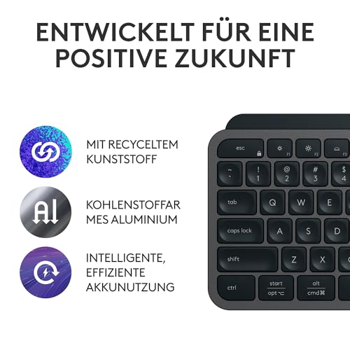 Detalle de Logitech MX Keys S kabellose Tastatur – flüssiges Tippen, Multi-Device