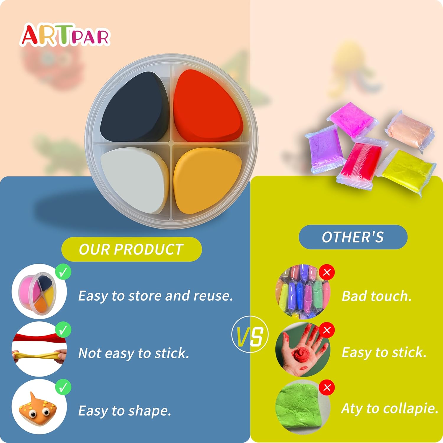 Thumbnail 3 de ARTPAR Air-Dry Clay Kit for Kids: 12 Marine Animals Modeling Set with 4-Color Tins
