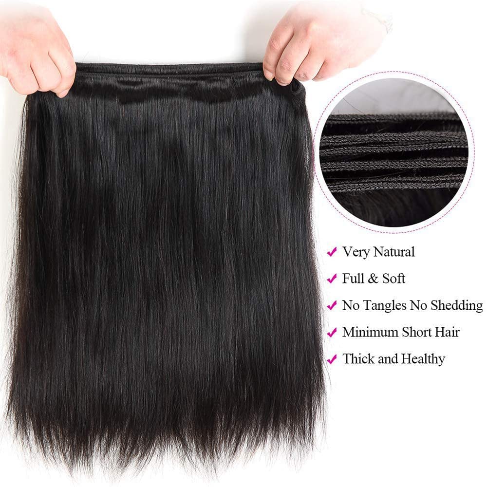 Thumbnail 2 de Straight Bundles Human Hair 16-Inch Brazilian Straight Hair Bundles (16/16/16) — 100% Unprocessed Virgin Hair Weave