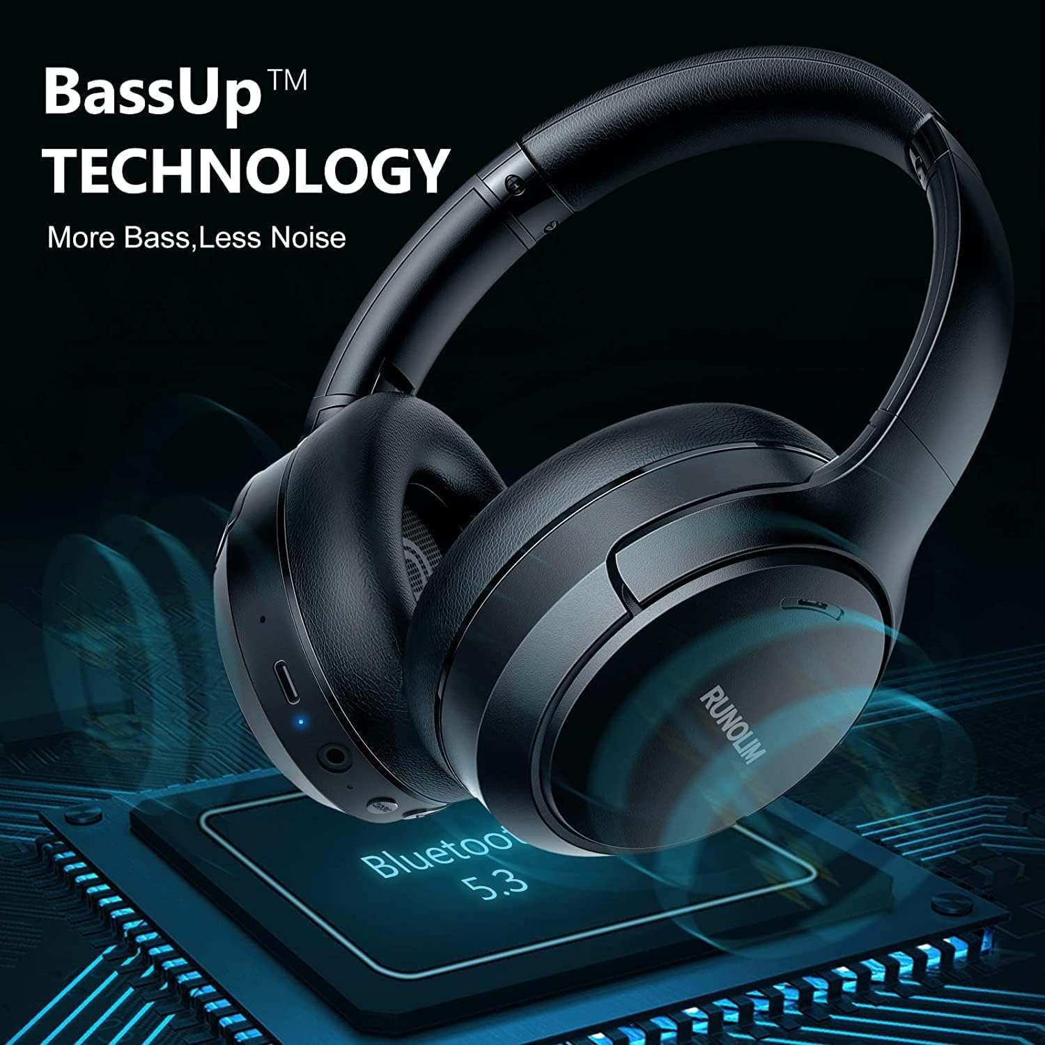 Thumbnail 5 de RUNOLIM Hybrid Active Noise Cancelling 70H headphones