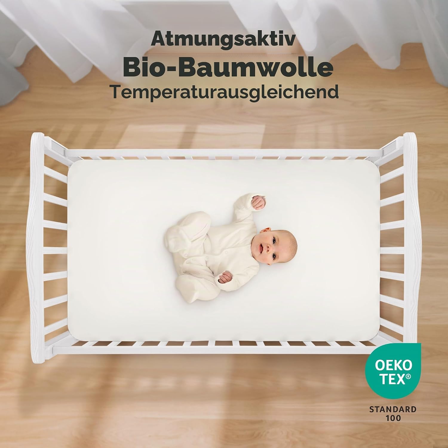 Detalle de Baby Spannbettlaken 70x140 im 2er-Pack – atmungsaktives Jersey-Baumwoll-Spannbettlaken für Baby- und Kleinkindbetten (Woodland)