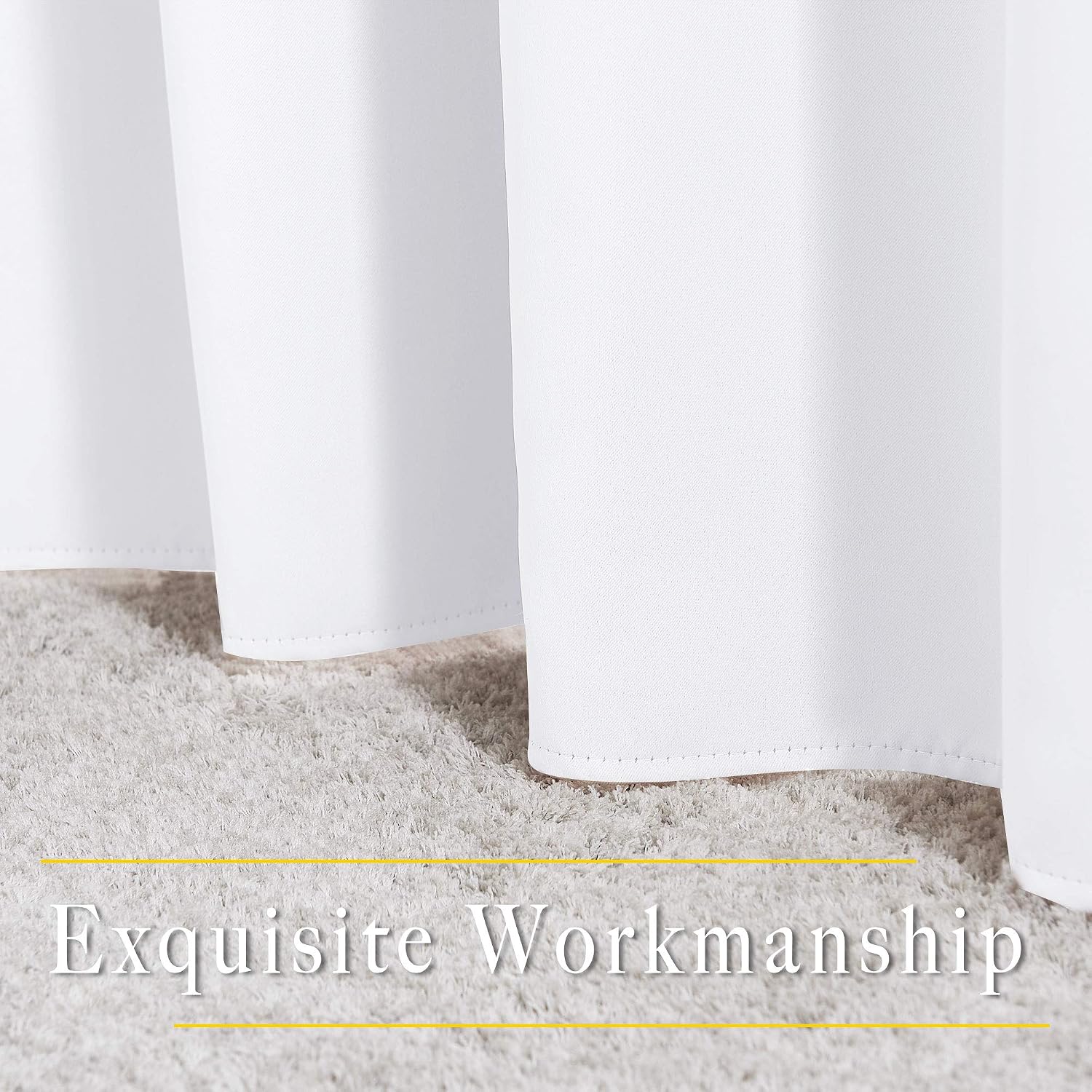 Detalle 2 de NICETOWN 2-Panel Pure White Blackout Curtain Panels, 52 x 54 Inches