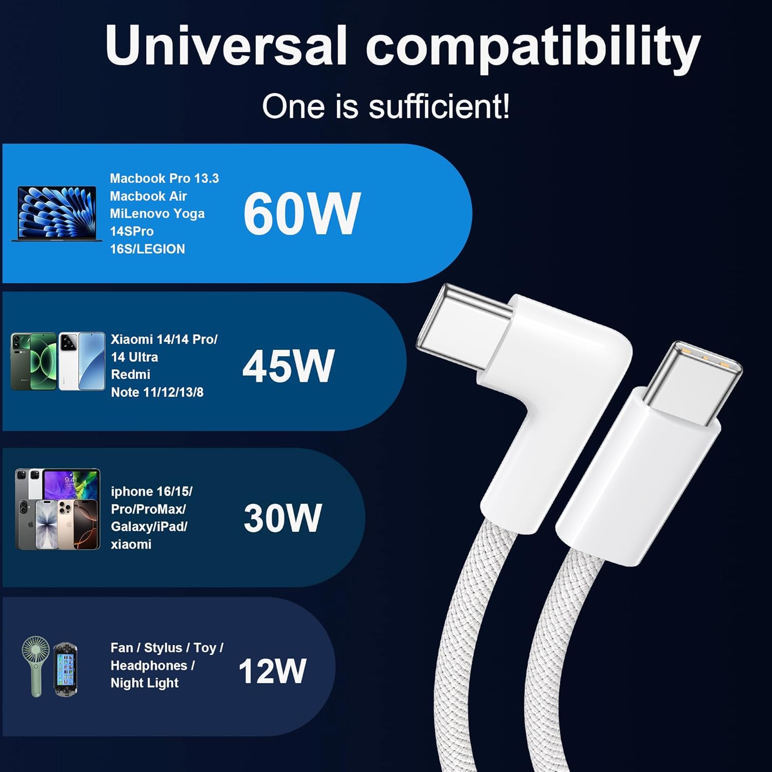 Thumbnail 5 de GIANAC USB C Kabel 60W 1M 2er Pack