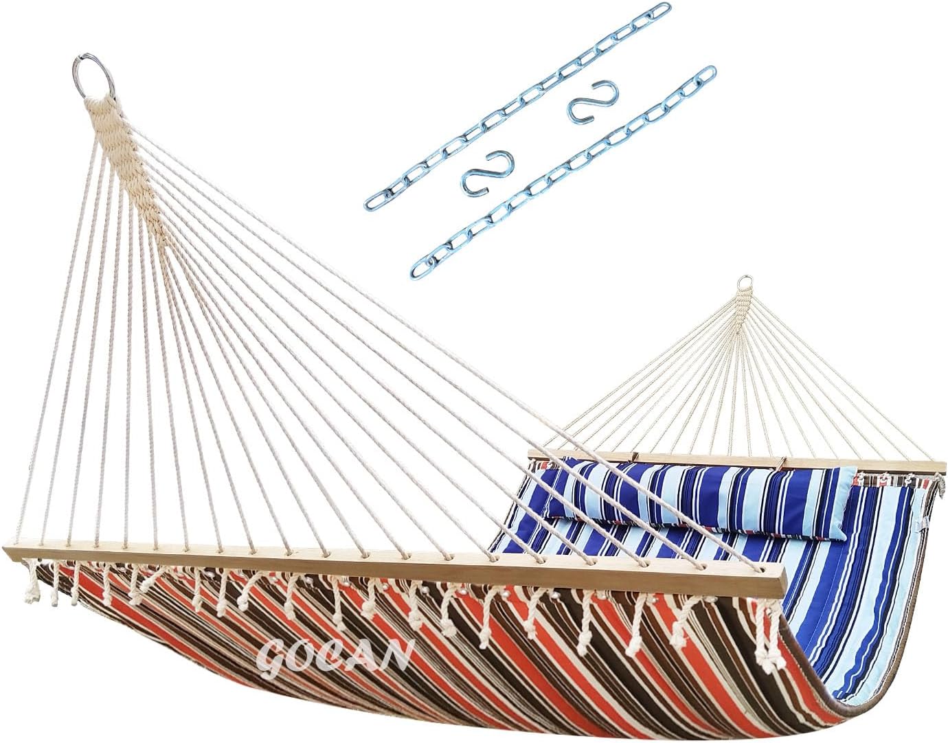 Thumbnail 6 de GOCAN Mesh Hängematte aus Baumwollseil – Netz-Hängematte mit Kettenhaken für Ständer von 9 bis 15