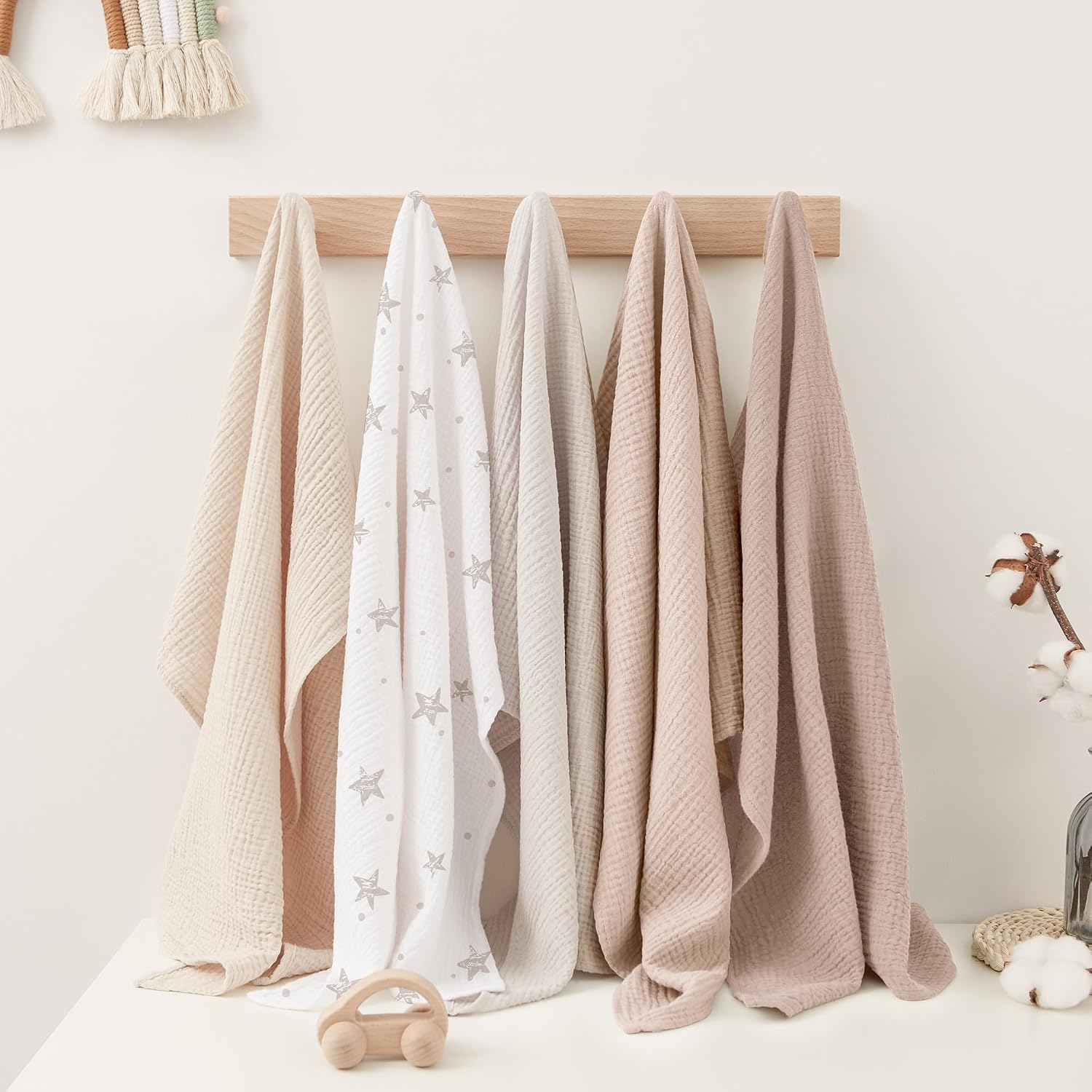 Detalle de Susurration 100% cotton baby muslin cloths (60 x 60 cm) – 8 pack