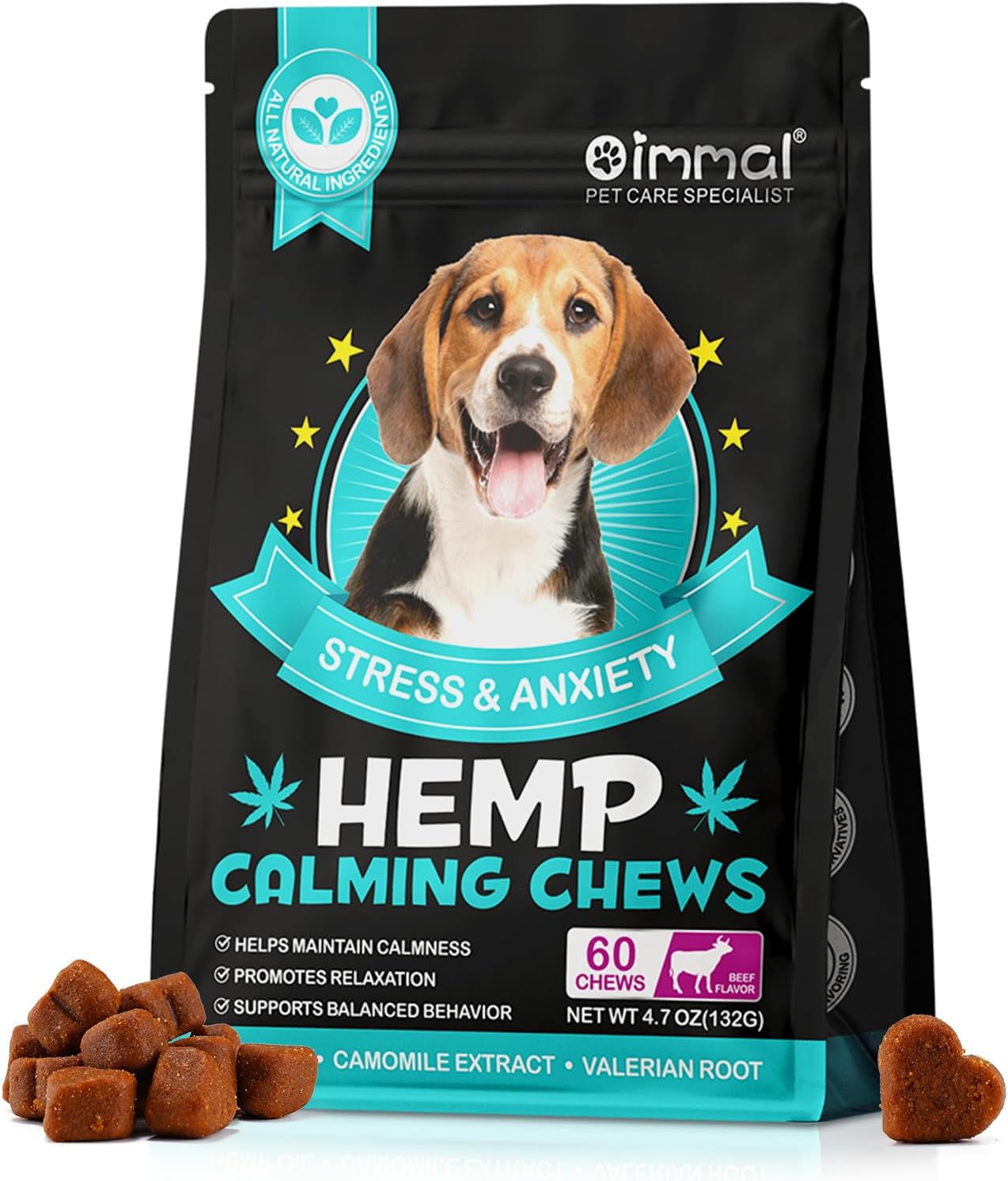 YaqvYoNg Calming Chews 60 for Dogs