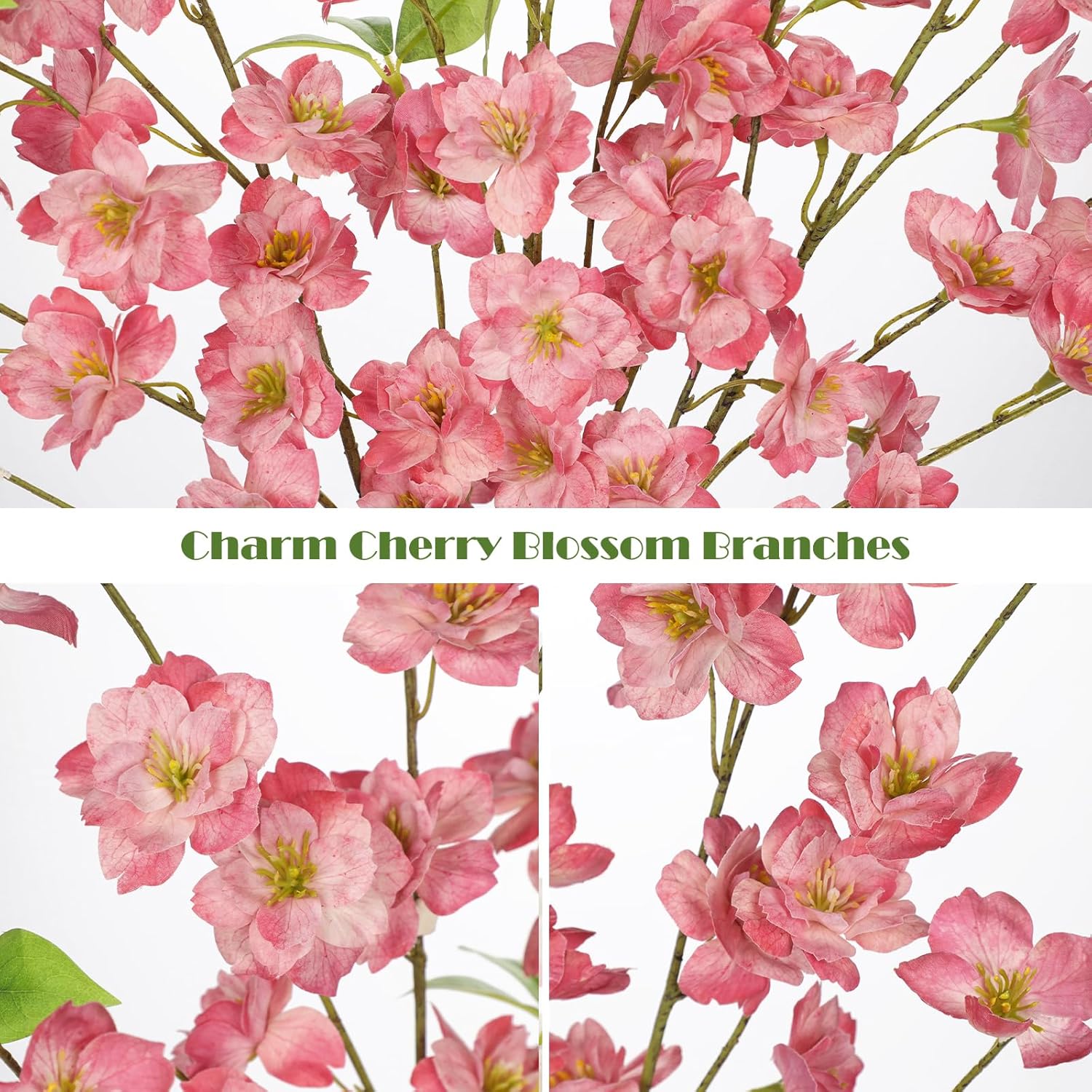 Thumbnail 6 de Oairse 3 Pink Cherry Blossom Branches (39.4in) silk-style artificial flowers for vase arrangements