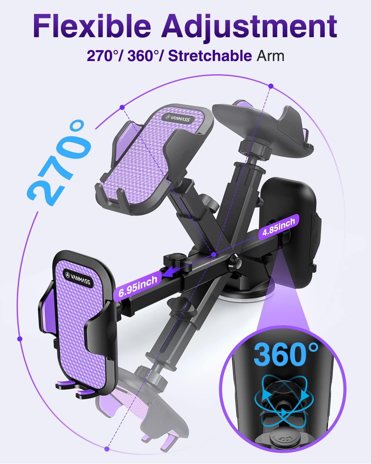 Thumbnail 6 de VANMASS Handyhalter Auto 2026, lila 3 in 1