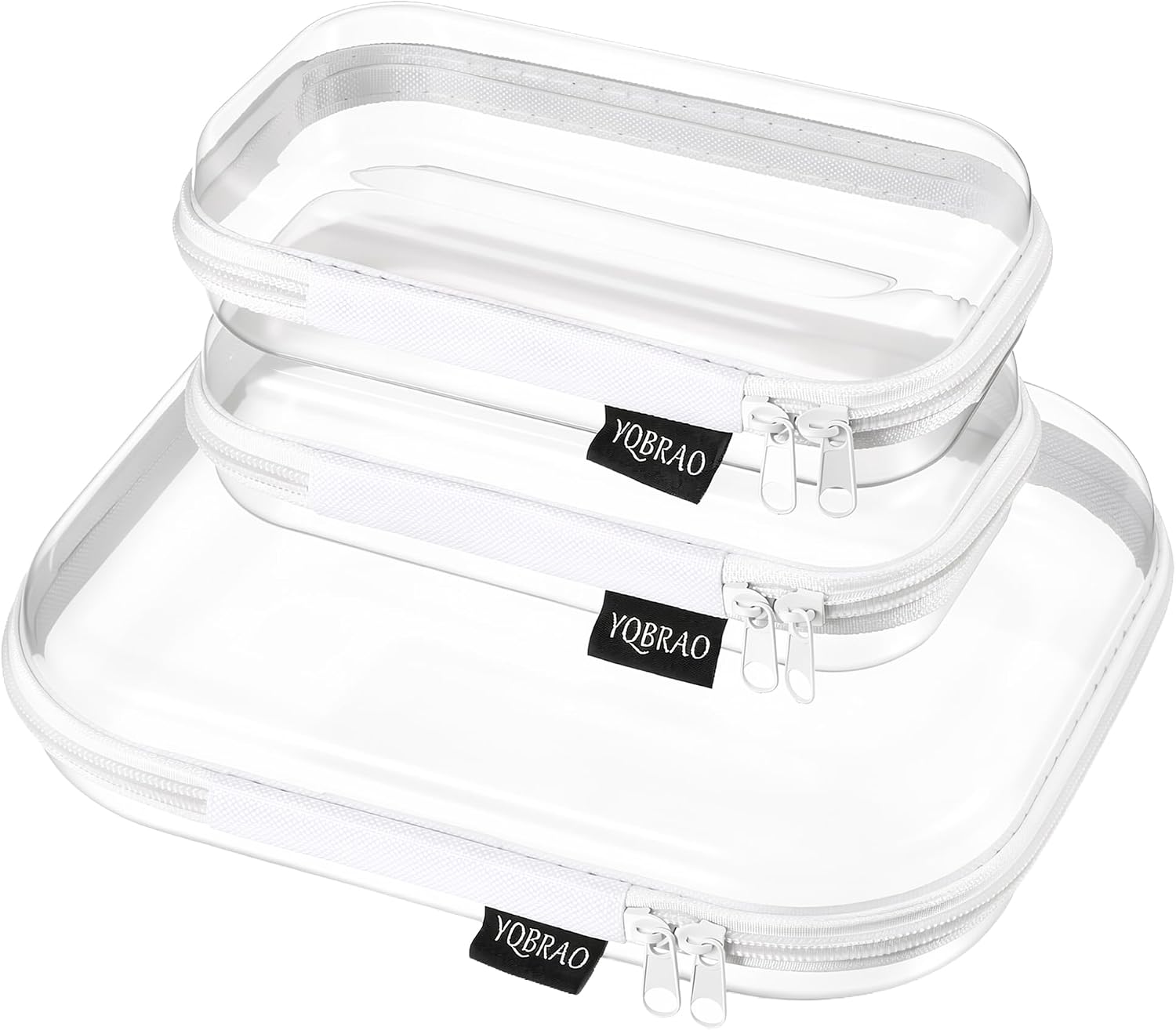 Detalle de YQBRAO 3-Pack Clear Hard Shell Zipper Case (1.2mm) TSA-Approved Clear Travel Pouches