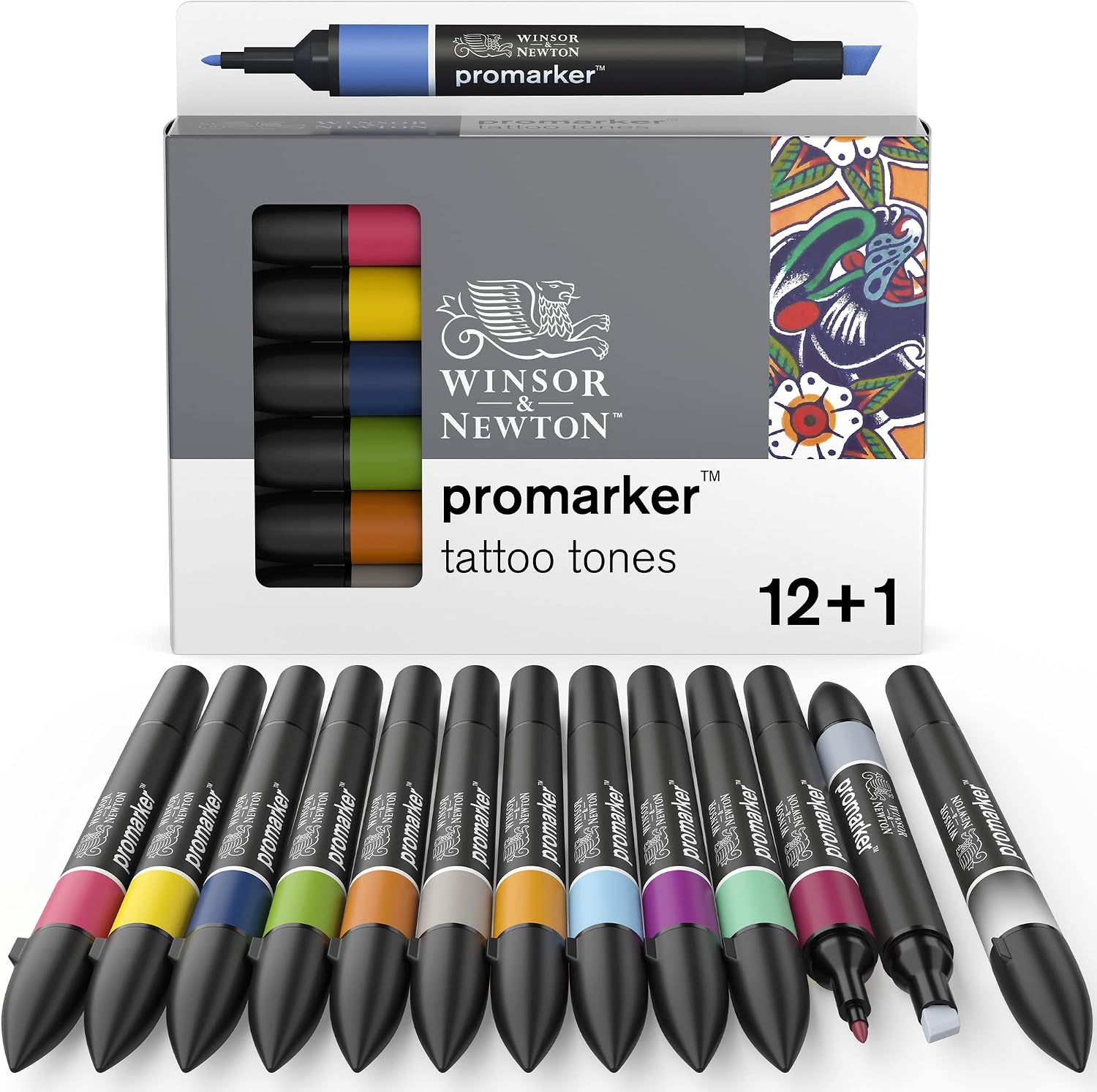 Detalle 2 de Winsor & Newton ProMarker 0290141 – Twinmarker-Set 13 Farben, feine und breite Spitze für Zeichnungen, Layouts und Manga