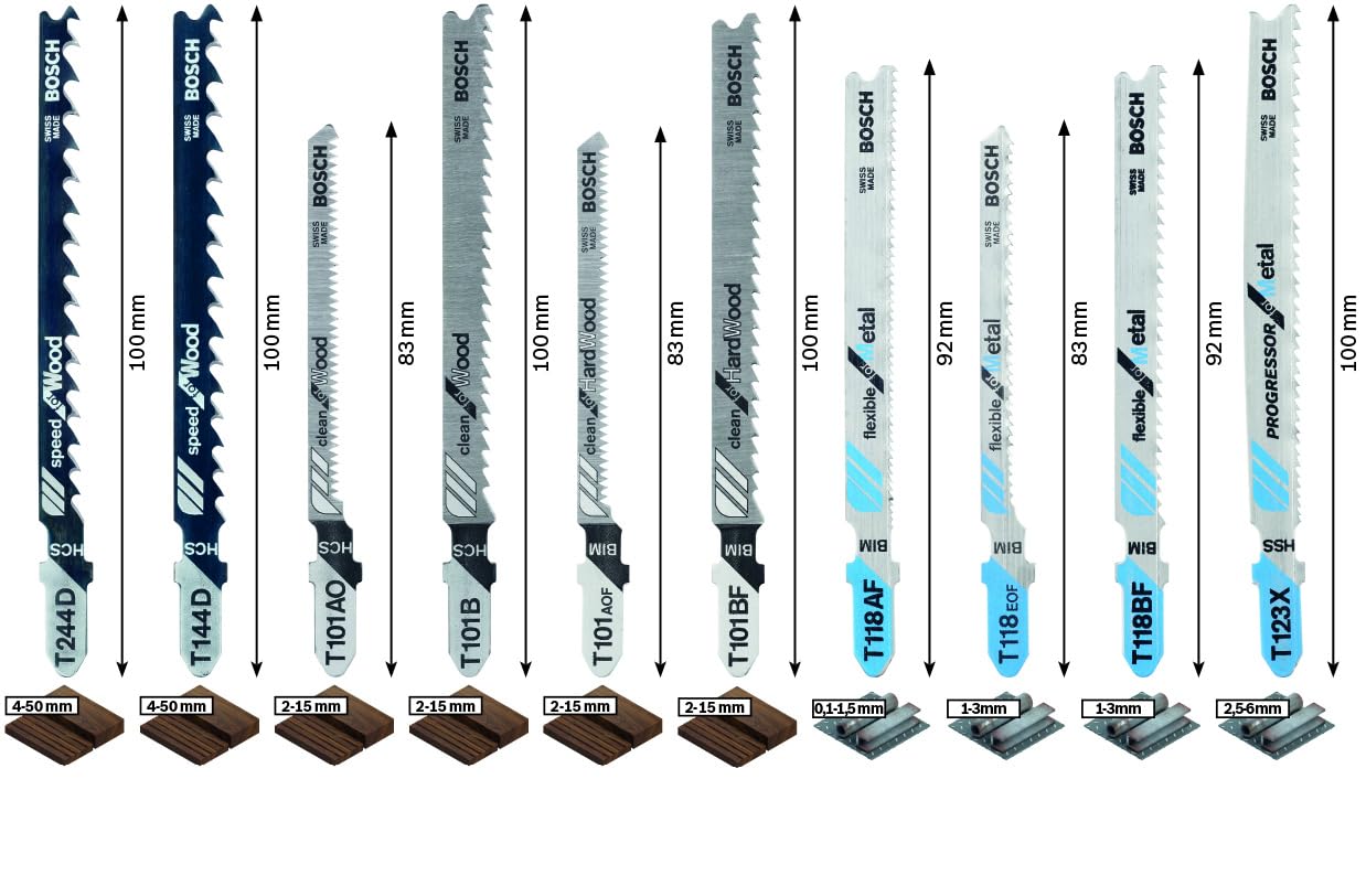 Thumbnail 2 de Bosch 10-Piece Basic Jigsaw Blade Set for Wood and Metal (T 119 BO, T 119 B, T 111 C, T 218 A, T 118 G, T 118 A, T 118 B)