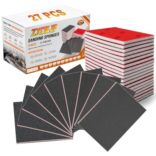 Detalle de ZXOEJF 27 Pièces Éponge de Ponçage (Grains 120–3000) – Kit sec et humide