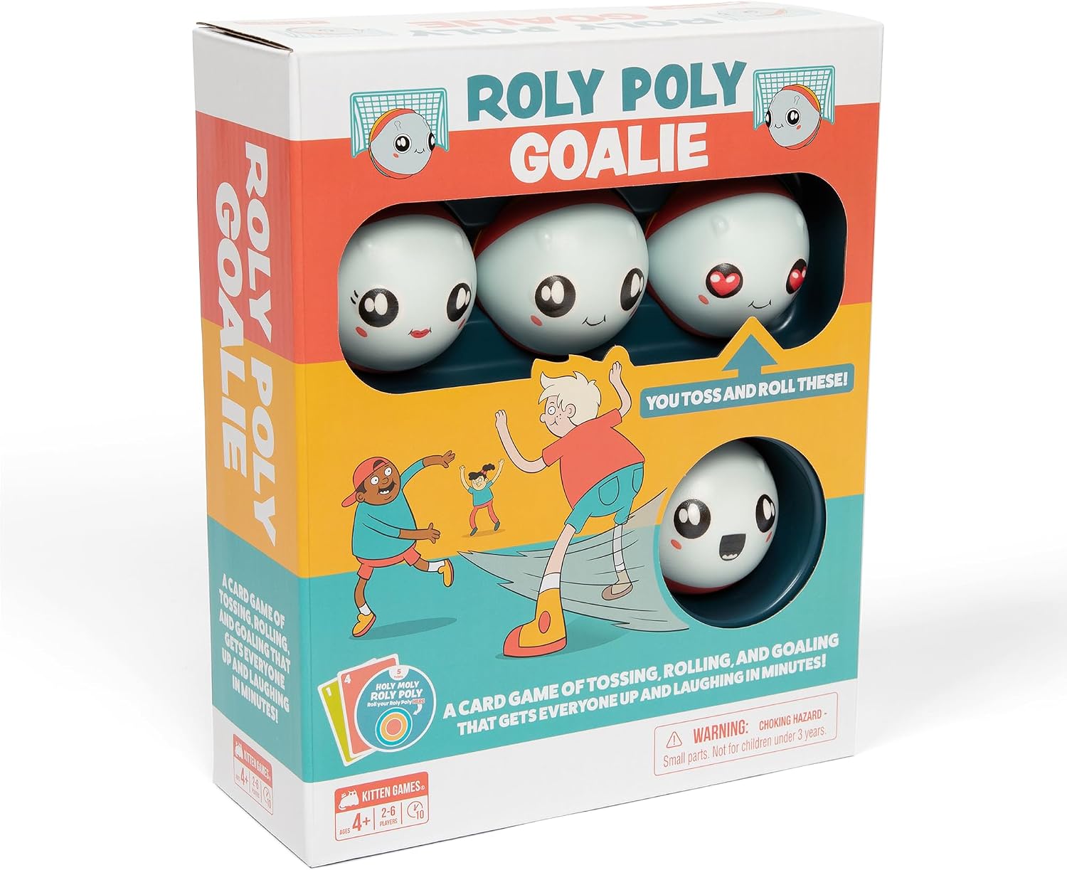 Detalle de Exploding Kittens Roly Poly Goalie: Active, Lego-like Card Game for 2–6 Players (Ages 4+, 10 Minutes to Play)