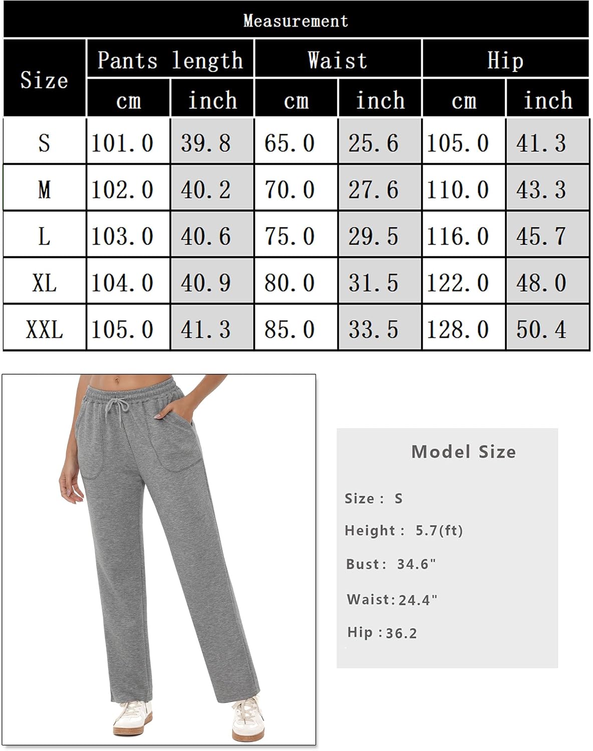 Detalle de Crewhpo Pantalon de jogging femme droit, taille haute et poches latérales